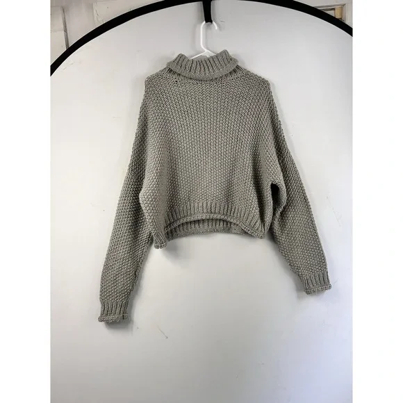 Anthropologie Moth Ribbed Chunky Pullover Turtleneck Sweater fisherman XS - Picture 1 of 10
